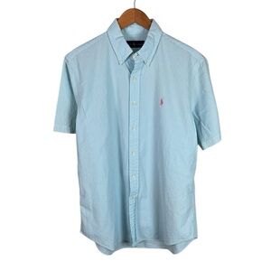 BF1394 Men’s Polo Ralph Lauren Designer Striped Seersucker Button Down Shirt L